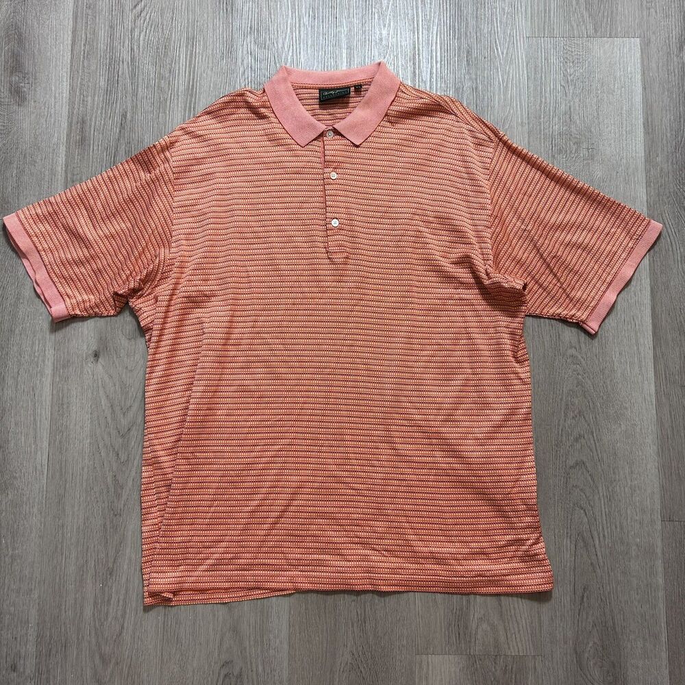 Bobby Jones‎ Collection Orange Short Sleeve Golf Shirt Men Sz XL